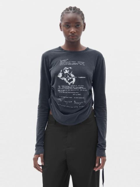 Ann Demeulemeester Dot Wrinkled Cropped Long Sleeve Top