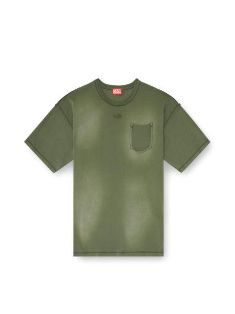 Diesel FADED T-SHIRT WITH RIPPED POCKET DETAIL