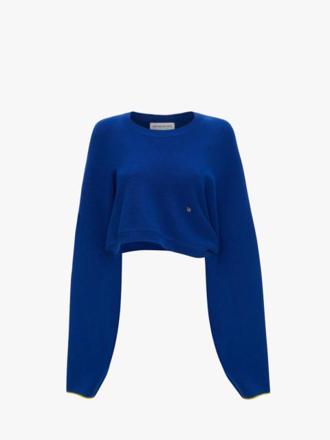 Victoria Beckham Asymmetric Cropped Jumper In Cobalt