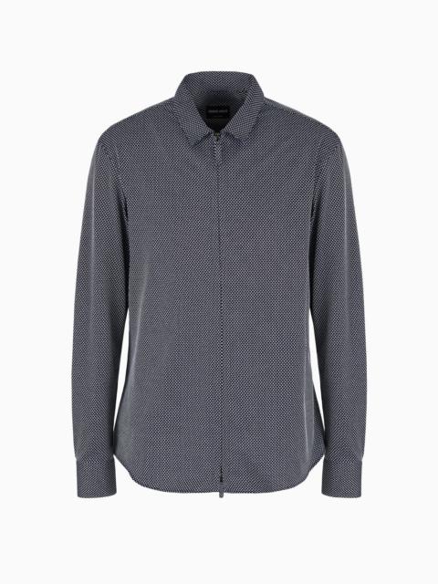 GIORGIO ARMANI Zipped, jacquard-jersey shirt