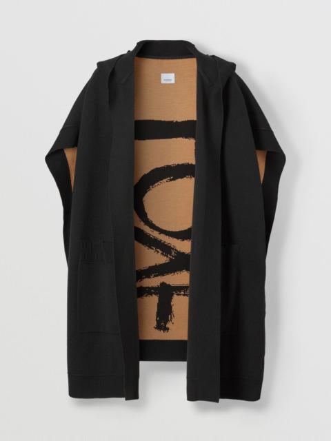 Burberry Love Wool Blend Jacquard Hooded Cape
