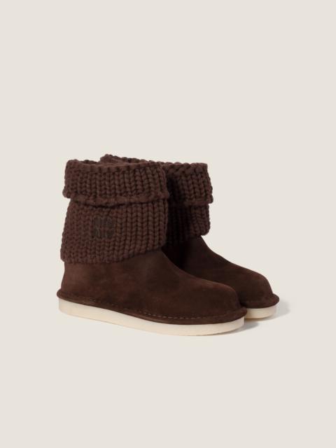 Miu Miu Suede and knit booties