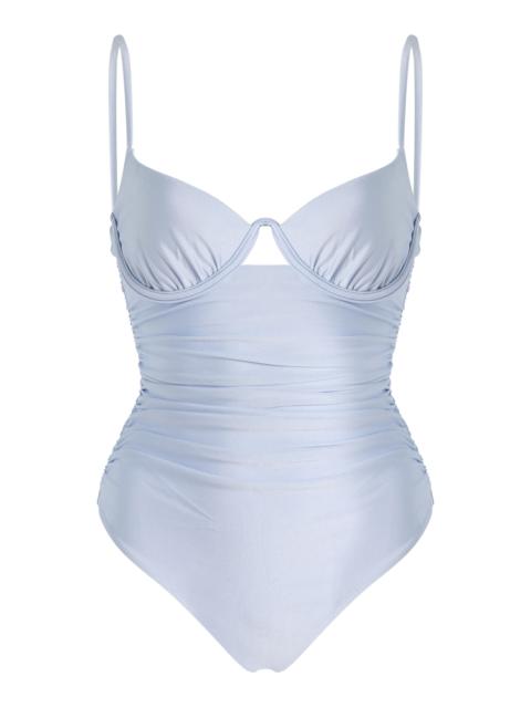 SIMKHAI Lanie Ruched One-Piece Swimsuit blue