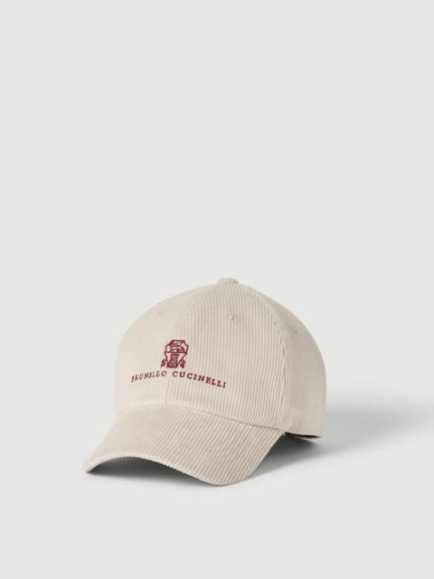 Brunello Cucinelli Comfort cotton and cashmere corduroy baseball cap with embroidered logo