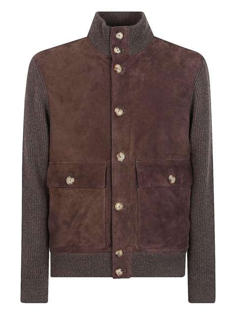 Brunello Cucinelli ribbed-knit suede jacket