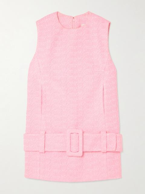 PATOU Belted Cotton-blend Bouclé-tweed Mini Dress