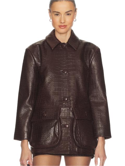 HELSA Schoolyard Jacket in Leather With Croc Emboss