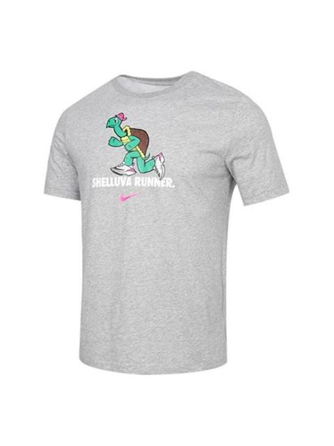 Nike Nike Dri-FIT Tortoise Breathable Perspiration Print Running Short Sleeve For Men Grey Gray CZ9830-06