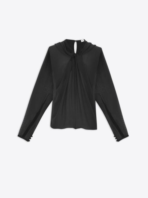 SAINT LAURENT hooded blouse in silk muslin