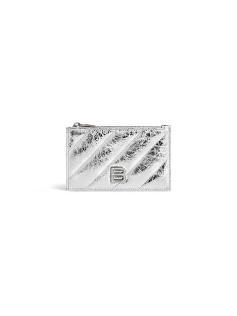 Women's Crush Long Coin And Card Holder Metallized Quilted in Silver