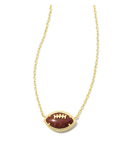 KENDRA SCOTT Football Gold Short Pendant Necklace in Orange Goldstone