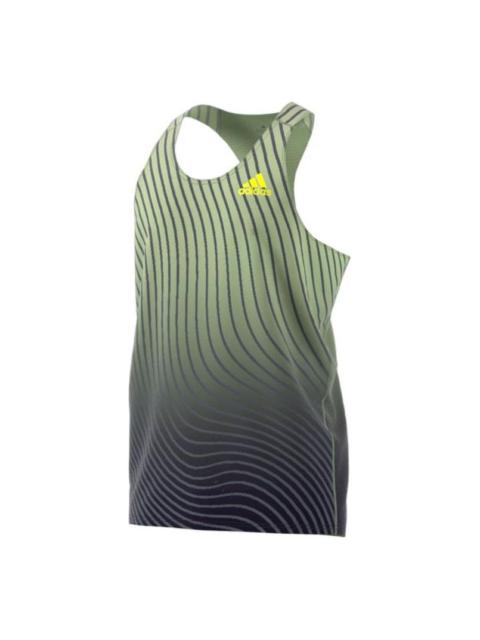 adidas Men's adidas Stripe Logo Gradient Casual Sports Carbon Black Vest HK5635