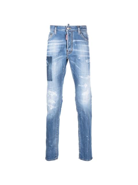 logo-print light-wash jeans