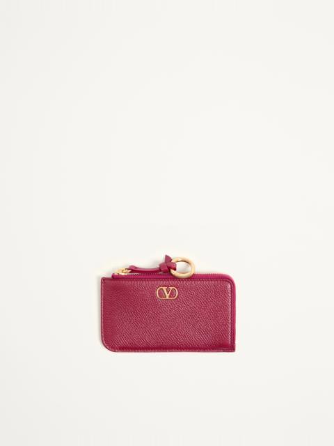 Valentino VALENTINO GARAVANI VLOGO SIGNATURE ZIP-AROUND CHARM CARDHOLDER IN GRAINY CALFSKIN