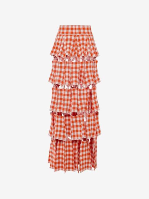 A.W.A.K.E. MODE gingham-print cut-out maxi skirt