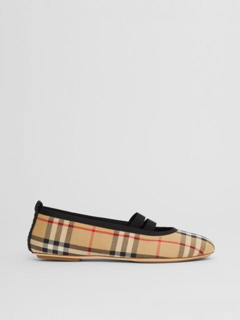 Burberry Logo Detail Vintage Check Cotton Ballerinas