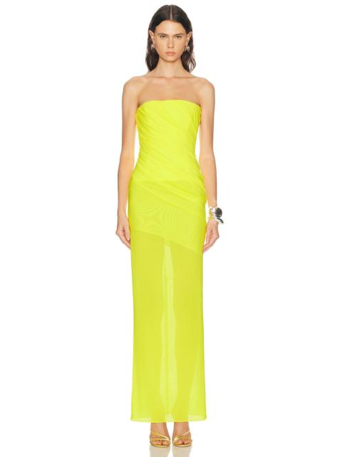 ALEX PERRY Strapless Tucked Column Dress