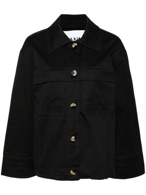 GANNI knot-detail canvas shirt jacket