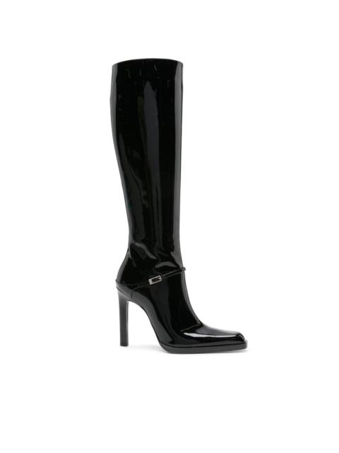 SAINT LAURENT knee-high patent boots