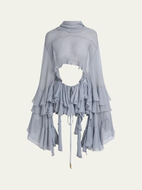 Silk Musseline Top with Ruffles