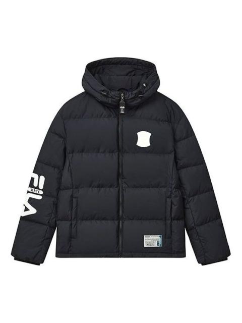 FILA FILA x MIHARA YASUHIRO Collaborative Oversized Hooded Down Jacket 'Black White Blue' F11M243904F-BK