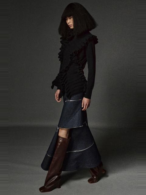 A.W.A.K.E. MODE DENIM HIGH WAISTED MULTI STRAP SKIRT WITH ZIPS INDIGO RINSE WASH