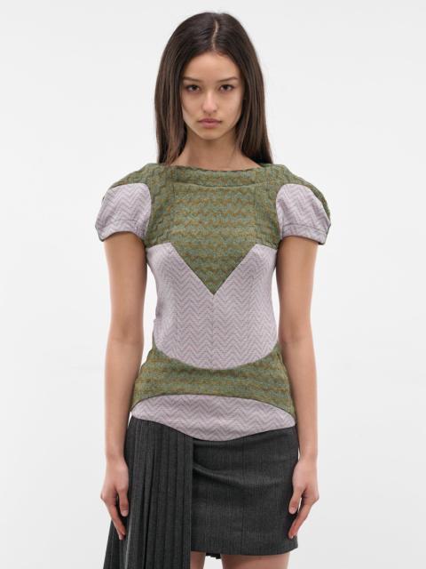 Kiko Kostadinov Compass Paneled Chevron Jersey Top