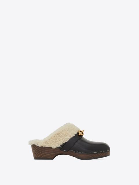 SAINT LAURENT le maillon clogs in smooth leather and shearling