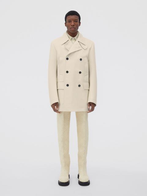 Bottega Veneta leather coat with curved sleeves