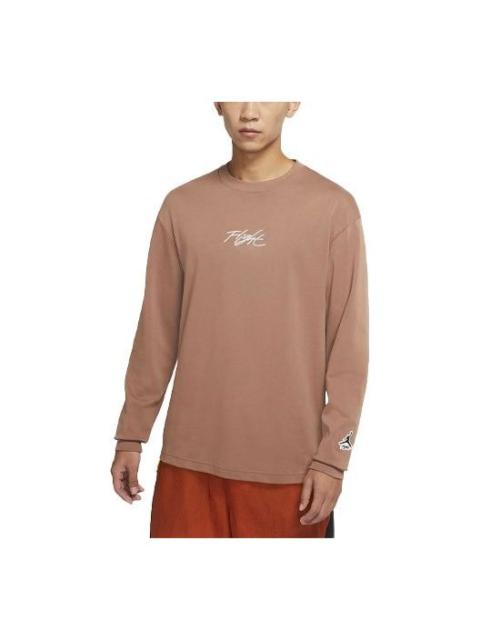 Jordan Air Jordan Flight Essentials Embroidered Alphabet Loose Round Neck Long Sleeves Brown T-Shirt DN4428