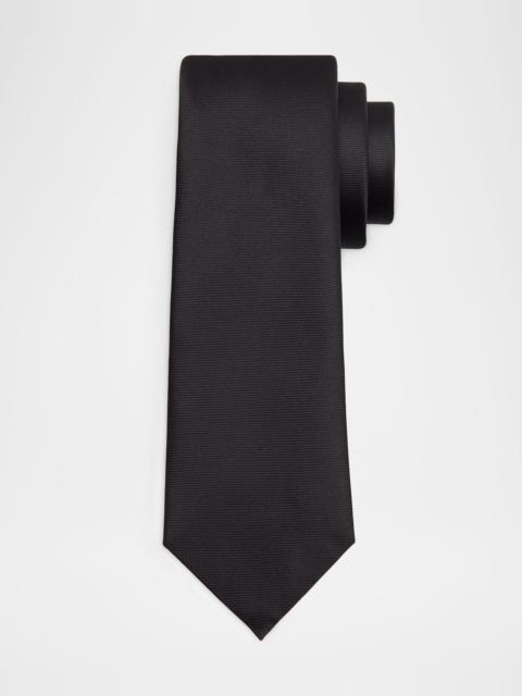 EMPORIO ARMANI Men's Silk Twill Micro-Rib Solid Tie