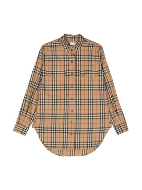 Check motif cotton shirt