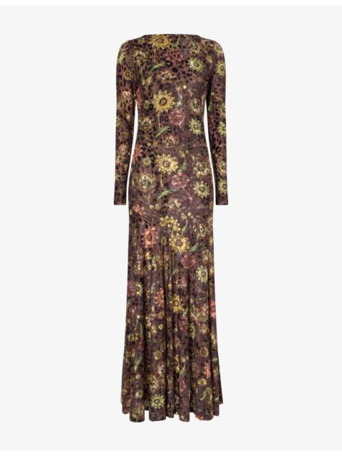 SIEDRÉS Alin Floral-Pattern Mesh Maxi Dress