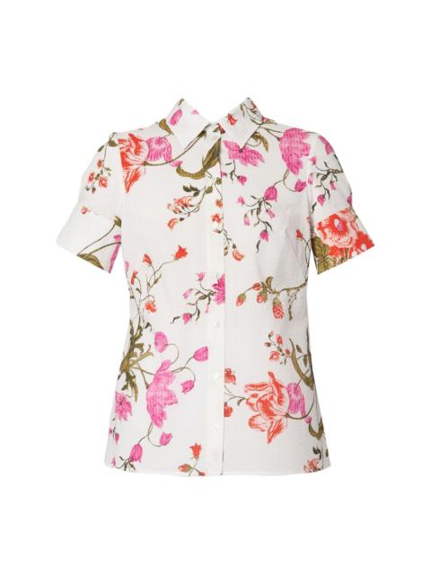 floral-print seersucker shirt