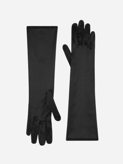 Short silk satin gloves