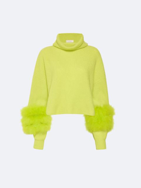 LAPOINTE Cashmere Turtleneck Sweater With Marabou