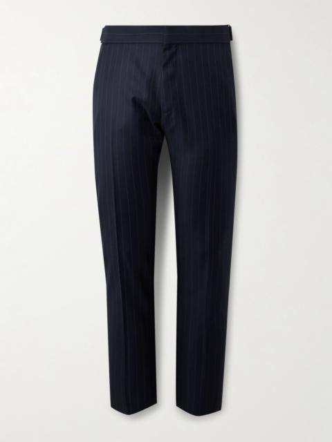 TOM FORD Dyllan Slim-Fit Pinstriped Wool-Twill Suit Trousers Navy