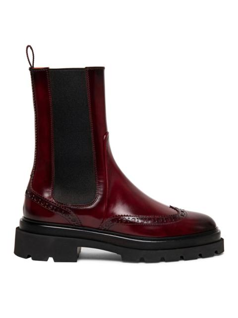 Santoni Leather brogue Chelsea boots