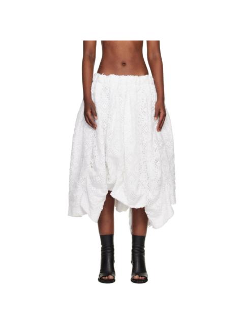 Comme Des Garçons Off-White Polyester Chemical Lace Midi Skirt