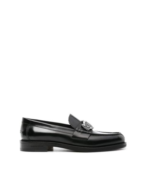 logo-plaque leather loafers