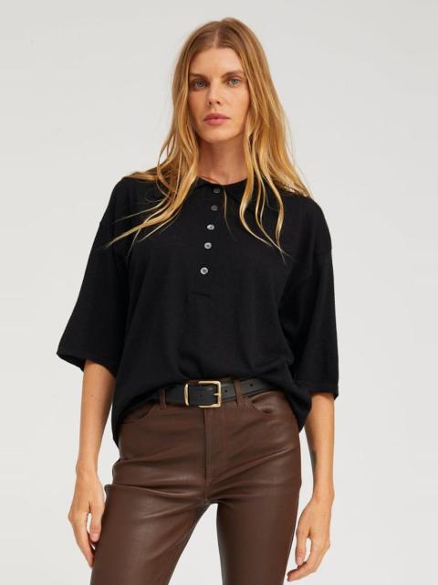 SPRWMN BLACK CASHMERE OVERSIZED POLO