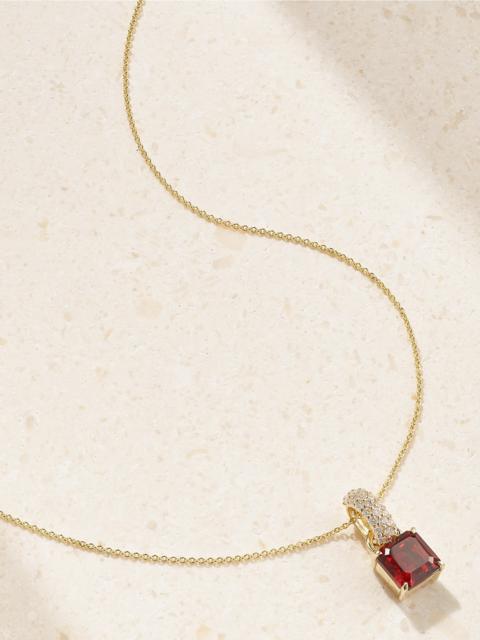 STONE AND STRAND 10-karat Gold, Garnet And Diamond Necklace