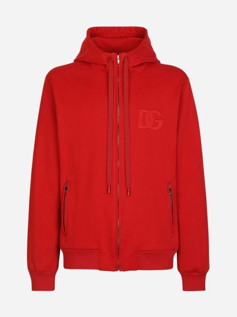 Zip-up jersey hoodie with DG embroidery