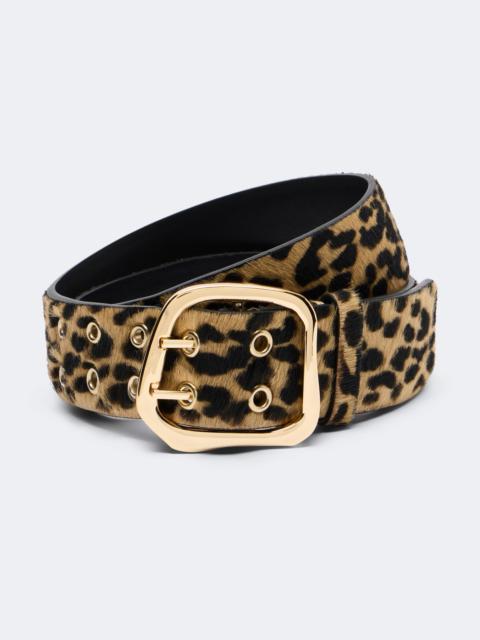 AMANU Wandile leopard-print calf hair belt