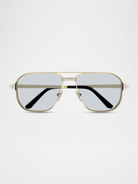 Cartier Men's CT0424S-006 Double-Bridge Metal Aviator Sunglasses