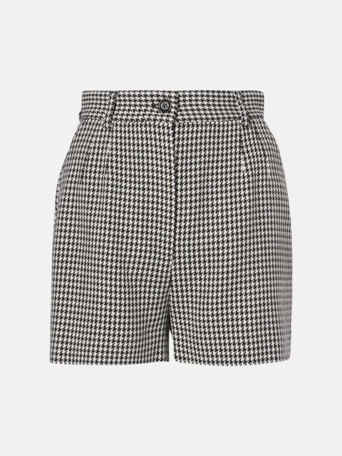 Dolce & Gabbana Houndstooth high-rise wool-blend shorts