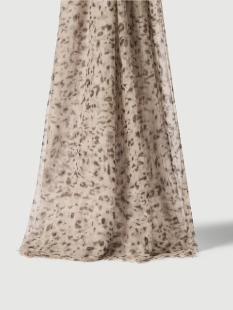 Brunello Cucinelli Lynx print cashmere scarf