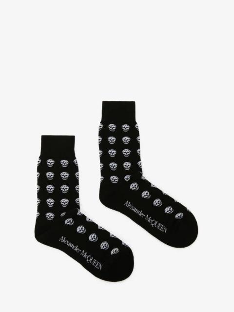 Alexander McQueen Men's Short Skull Socks in Black