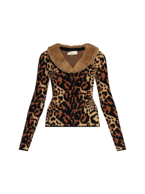 Blumarine leopard-print faux-fur cardigan