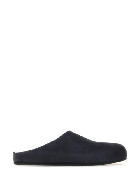 The Row Midnight blue suede Hugo slippers